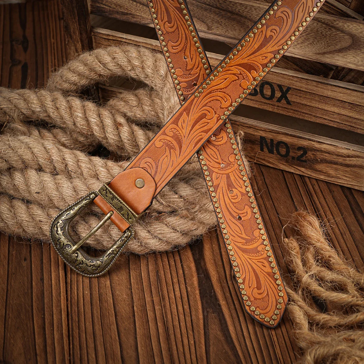 Cinto Western Antigo em Couro Premium – Esporatto