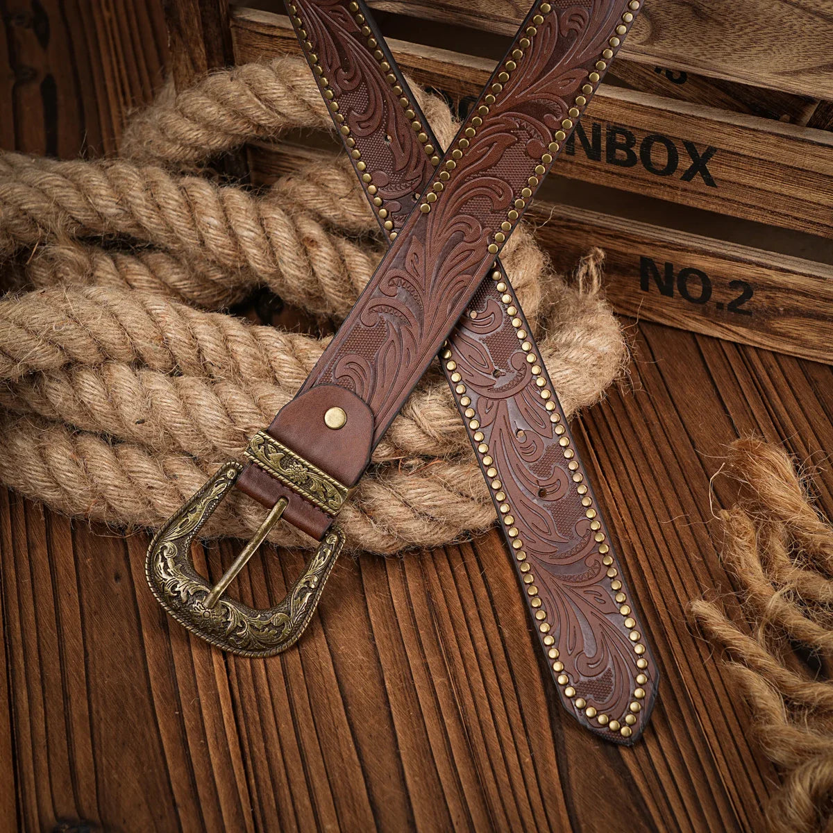 Cinto Western Antigo em Couro Premium – Esporatto