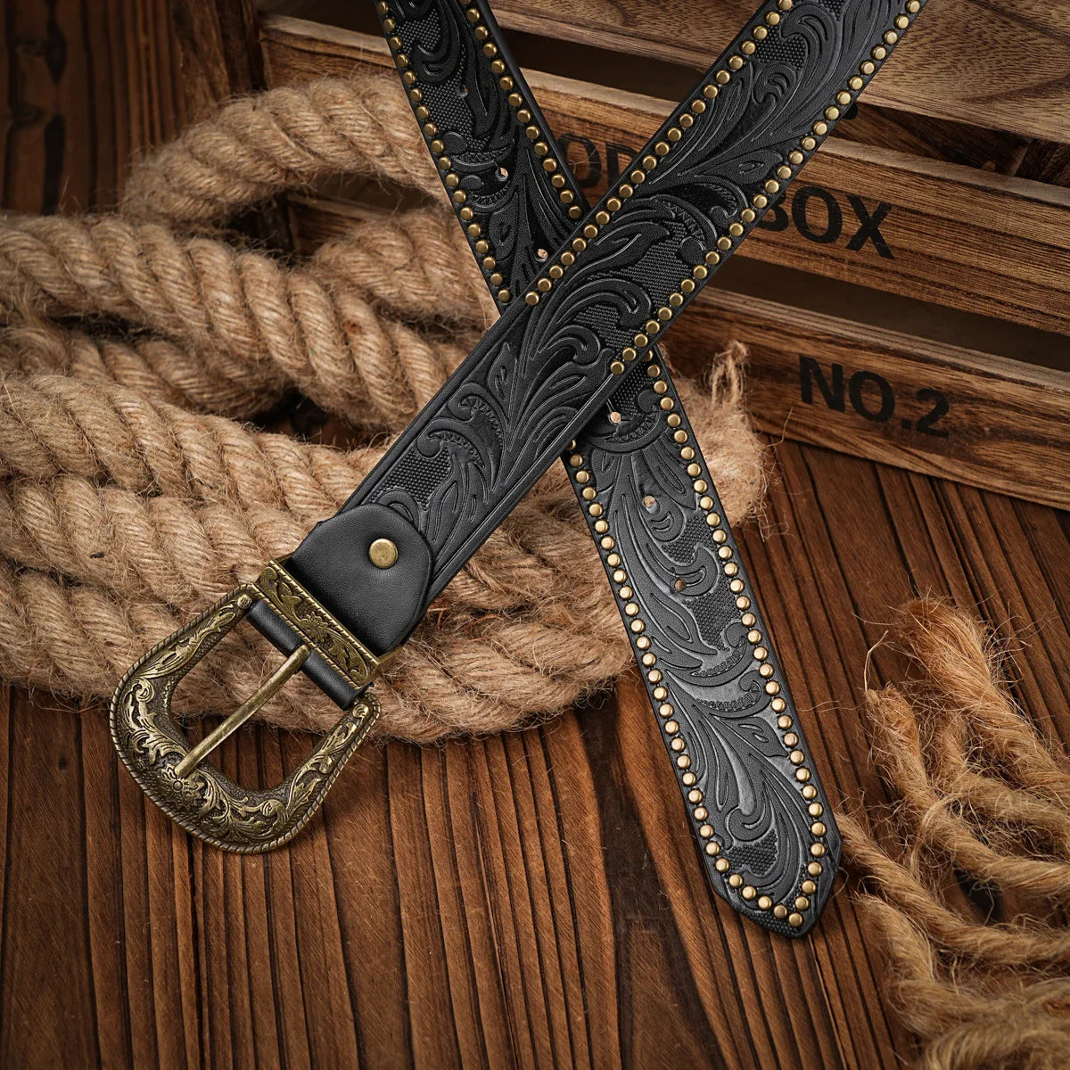 Cinto Western Antigo em Couro Premium – Esporatto